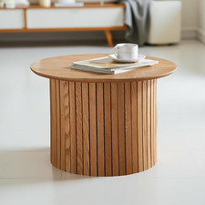 Oak Finish Round Coffee Table