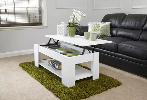 Lift coffee table white - up,
