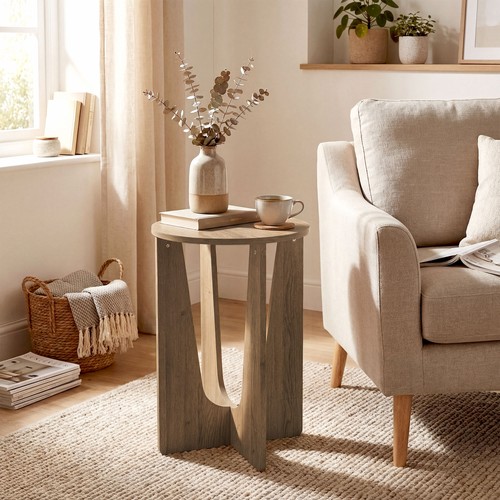 Round side table rustic - side, table,