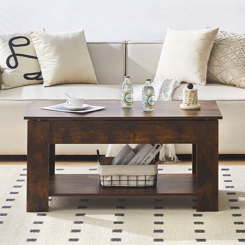 Brown coffee table with lift - coffee,