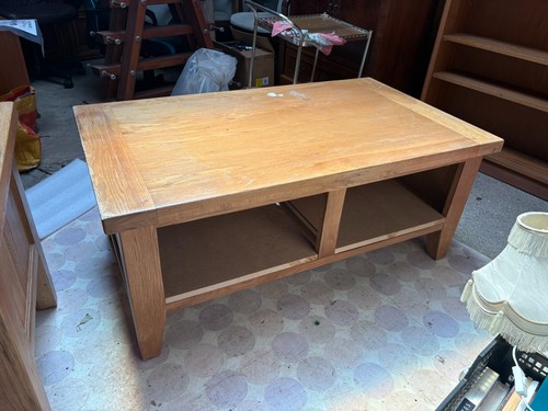 Brown oak coffee table - oak,
